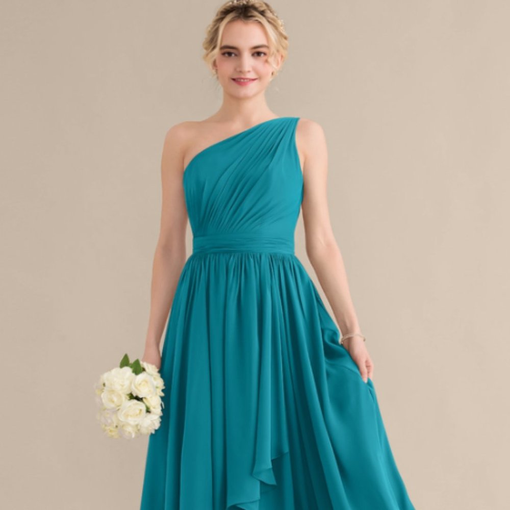 A-Line One-Shoulder Asymmetrical Chiffon Bridesmaid Dress